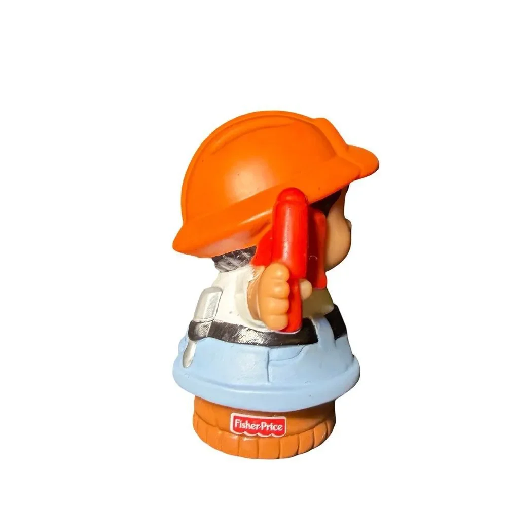 Fisher Price Little People CONSTRUCTION WORKER w/ HAMMER & FLAG Boy 2001